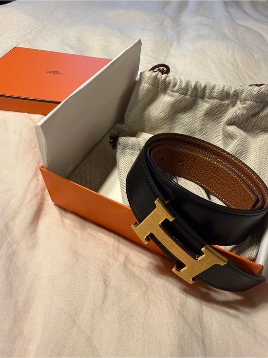 Hermes Accessories - Hermes Reversible Black/Brown 32mm Leather H Belt with Gold H Buckle
